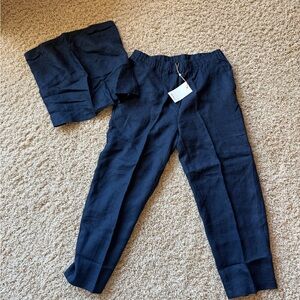 Quince Deep Blue Linen Trousers